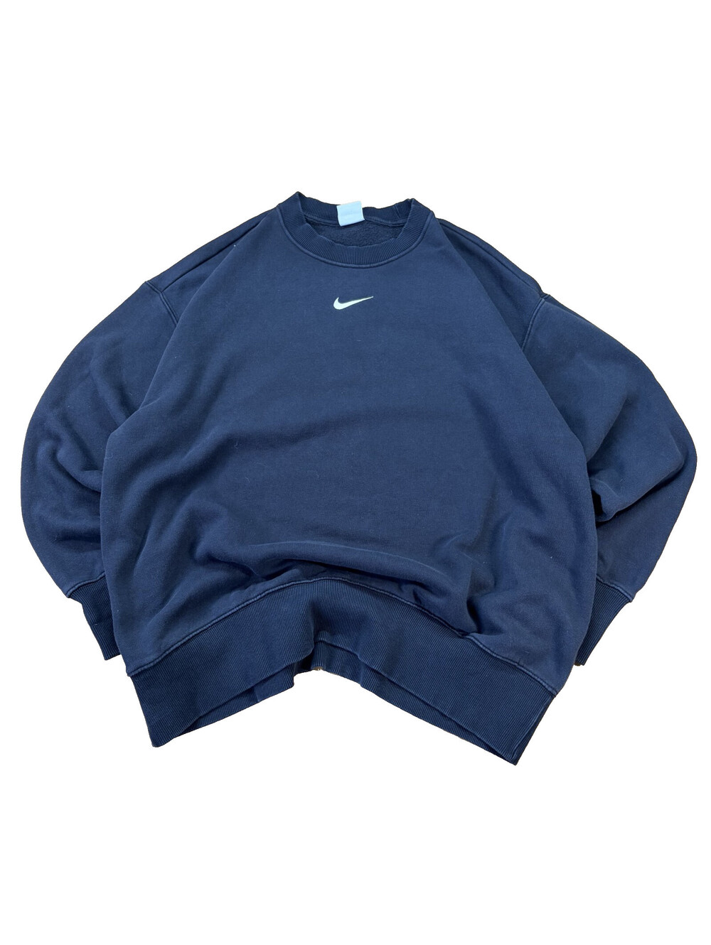 Y2K Nike Center Swoosh Black Crewneck Sweatshirt Size Medium